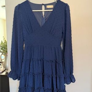 Altar'd State Deep Blue Long Sleeve Dress